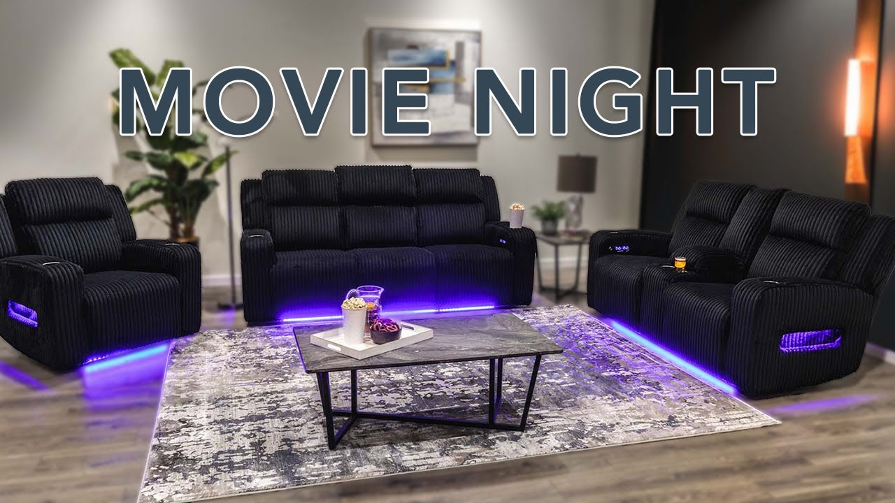 ★MIDNIGHT MOVE★ set 89 t dark grey Forest Lake Dual Power Zero Gravity Recline Console Loveseat