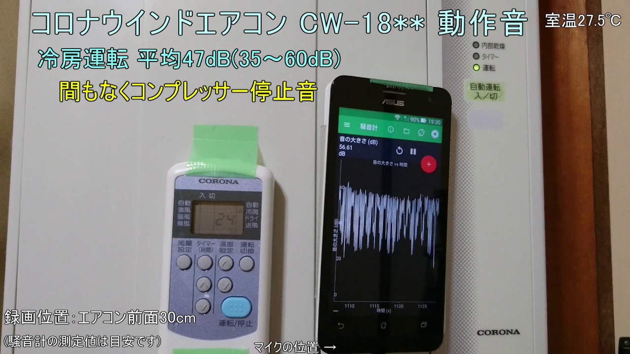 窓用エアコン コロナ CW-18**シリーズ 動作音