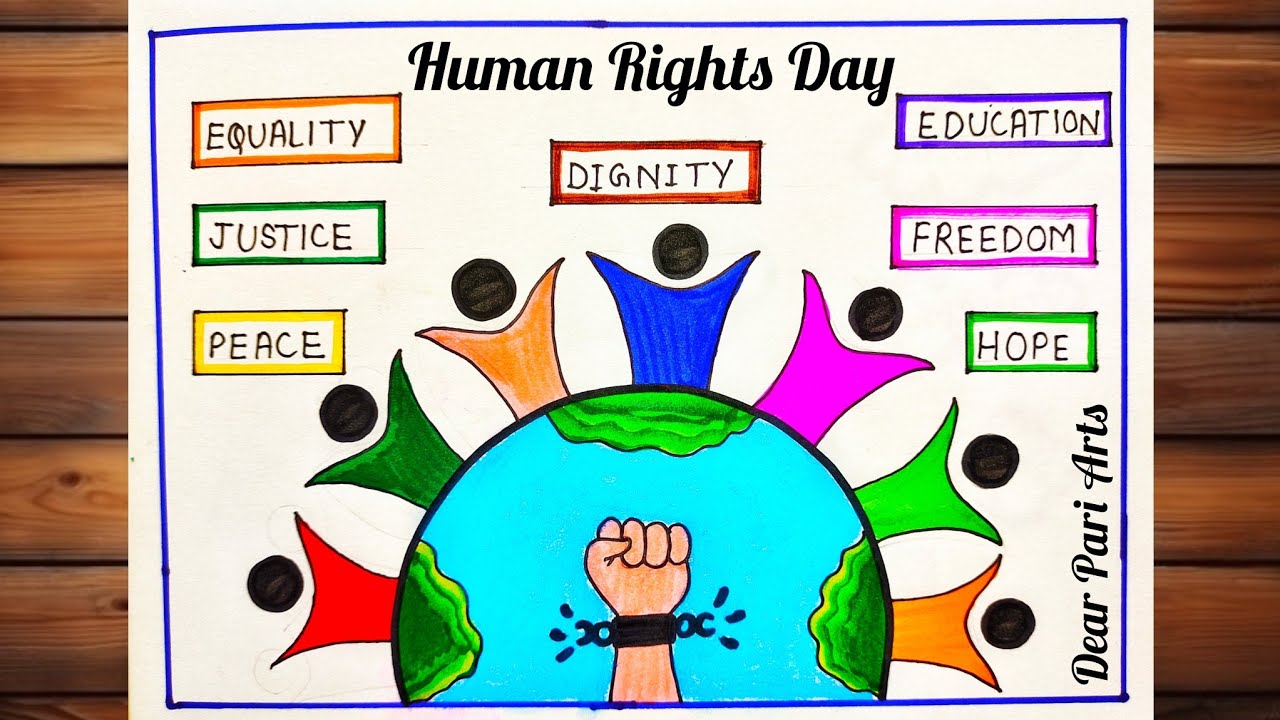 Human Rights Day Drawing/Human Rights Day Poster/Human Rights Day ...