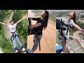 How do Asian women react when they do Bungy Jumping