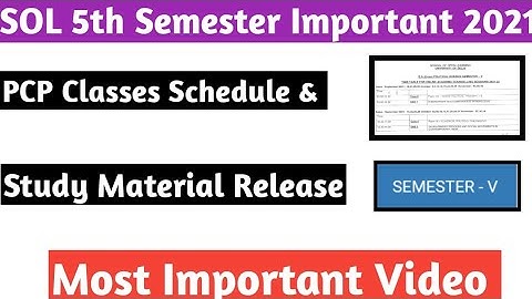 SOL 5th Semester PCP Classes Schedule & Study Material Release 😮 2021