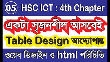 HSC ICT 4th Chapter | HTML | চতুর্থ অধ্যায়: ওয়েব ডিজাইন ও html পরিচিতি | Table Design || -পর্ব-05