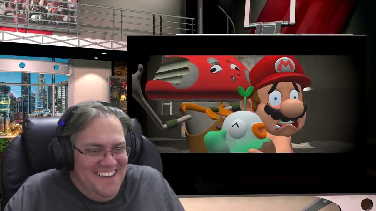 Это действительно ужасное место. Марио стирает белье.