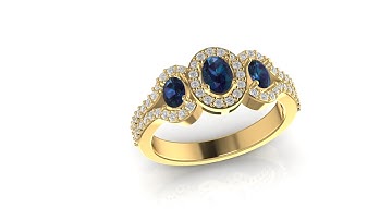 ||Making of 3 Stone Gemstone Ring in Matrix9 ||Engagement Ring Tutorial ||Jewelry Cad Design