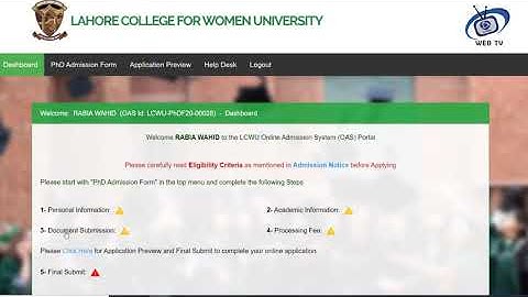 Video Tutorial : How to Apply Online for Admission in Lahore College for Woman University