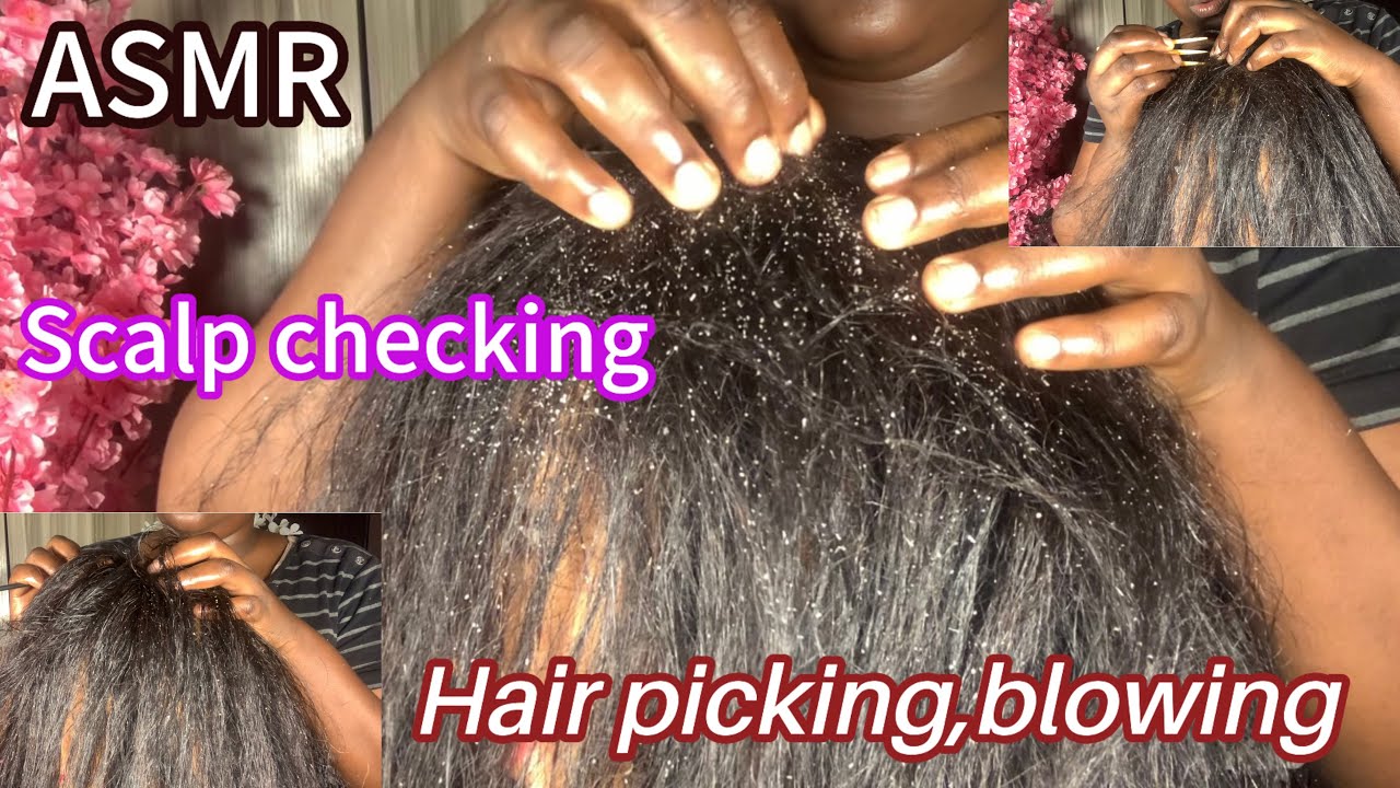 ASMR close up scalp checking,hair picking and blowing - YouTube