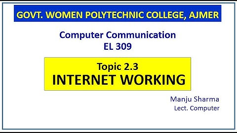EL 309 Topic 2.3 Internet Working by Manju Sharma Lecturer Computer GWPC Ajmer