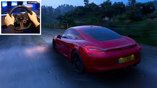 Porsche Cayman GTS - Rainy Drive in Forza Horizon 5 | Logitech G29 [4K]