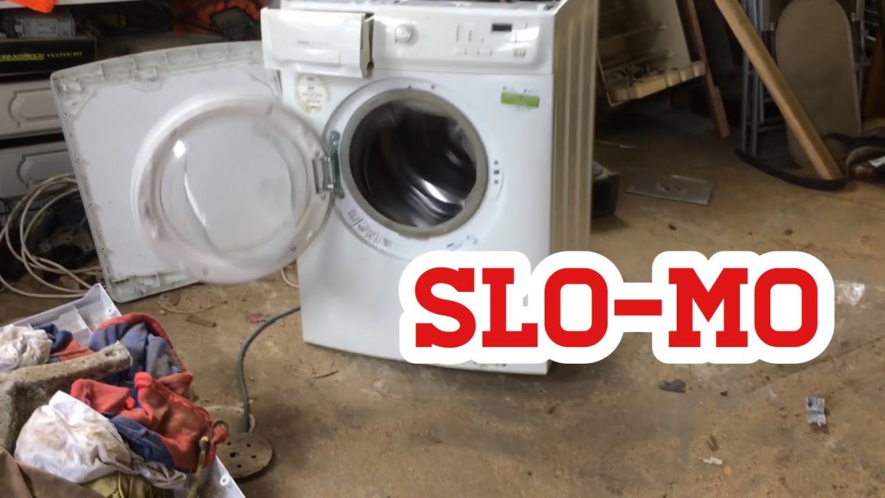 Zanussi washer dryer ZWD14270W1 Slo mo washing machine destruction