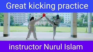 great kick practice,instructor Nurul islam is teaching kicking & self-defence techniques,
