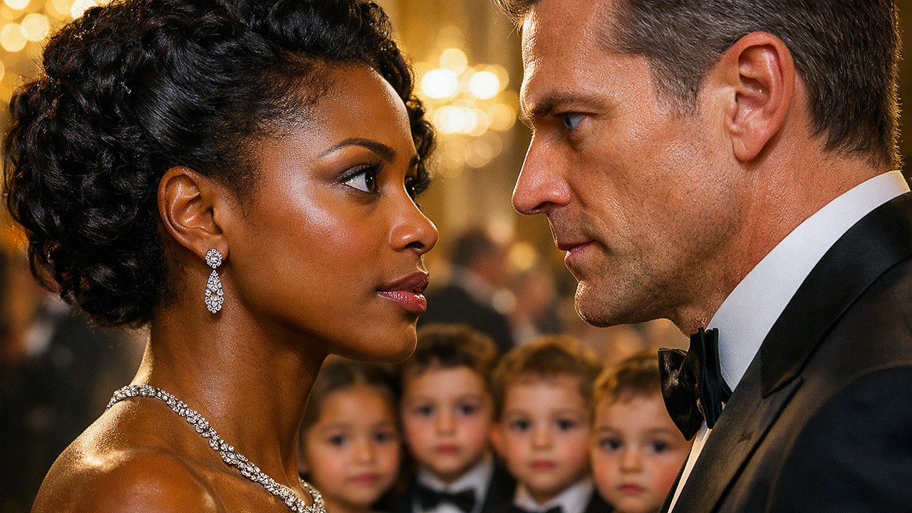 Black Woman Took Her Quadruplets To A Company Gala She Was Invited To But Found Someone That Shocked