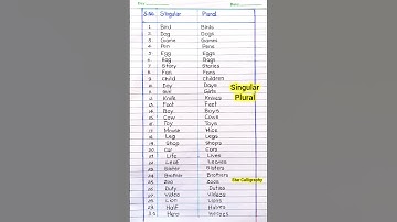 30 Singular and Plural Nouns | Important singular and plural nouns in english | cow,car,zoo etc.
