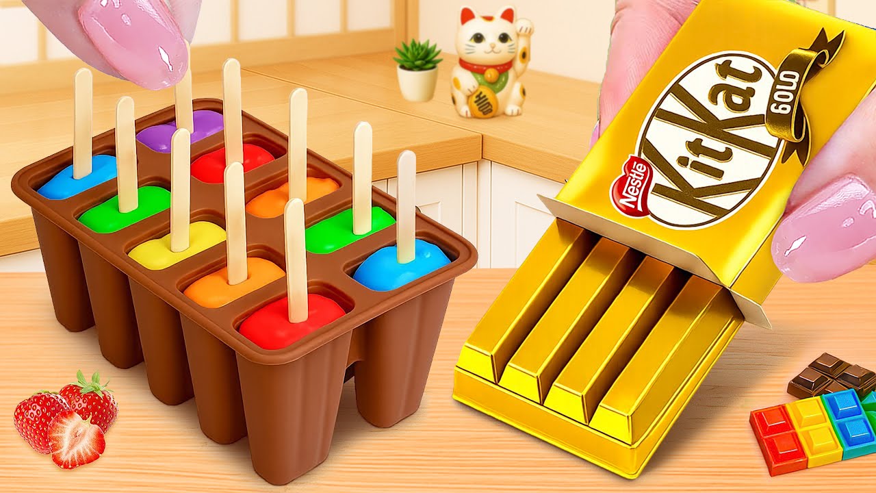 Chocolate Ice Cream Jelly 🍫 満足感たっぷりのミニチュアレインボーチョコレートアイスクリームゼリー🍫 Sweet Japan