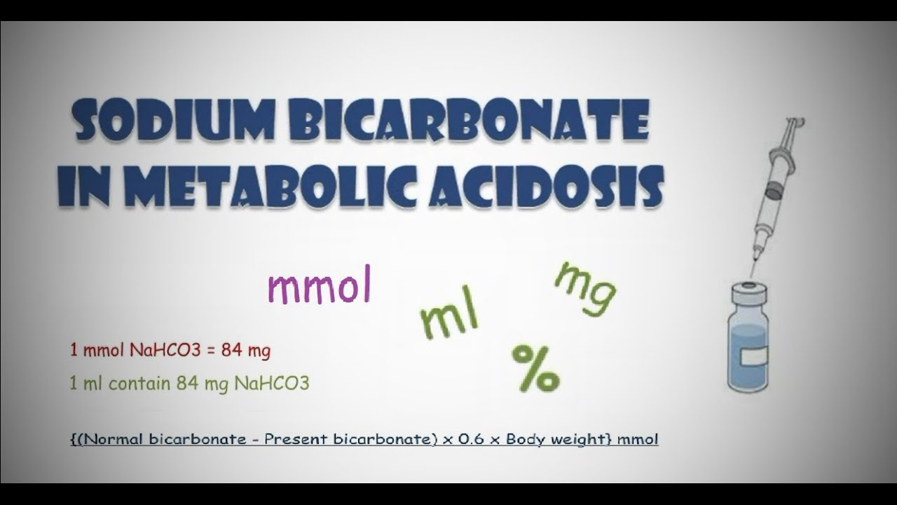 How To Calculate Bicarbonate Dose In Metabolic Acidosis || Relation Among Mmol, Mg, Ml  Percentage