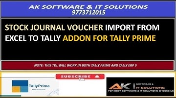 STOCK JOURNAL VOUCHER IMPORT FROM EXCEL || TALLY ADDON || TALLY PRIME