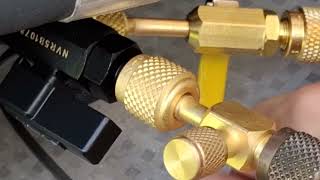 AC vacuum test with Navac valve core tool, CPS And Specstar Vacuum pump