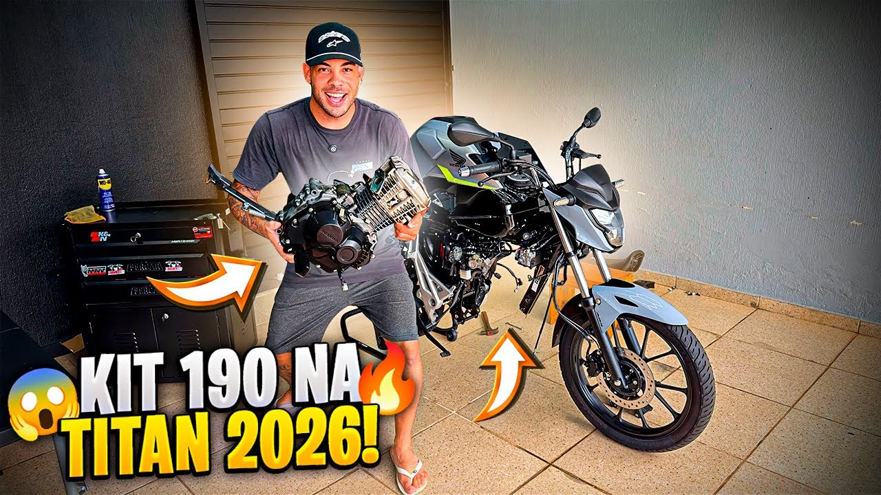 DESMONTEI O MOTOR DA TITAN 160 2026 0KM | KIT 190 JET MOTOS 🔥