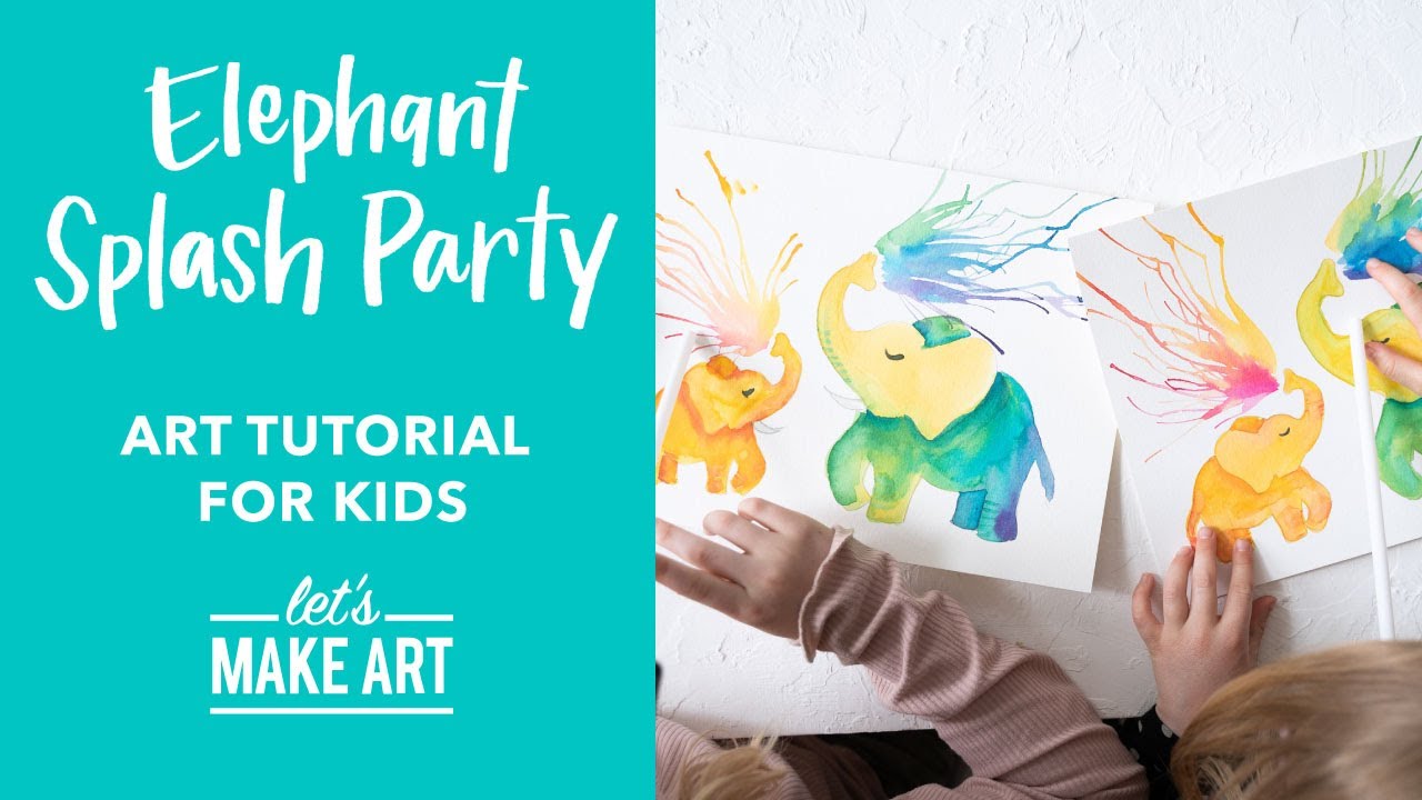 Elephant Splash Party 🐘 Kids Art Lesson by Nicole Miyuki
