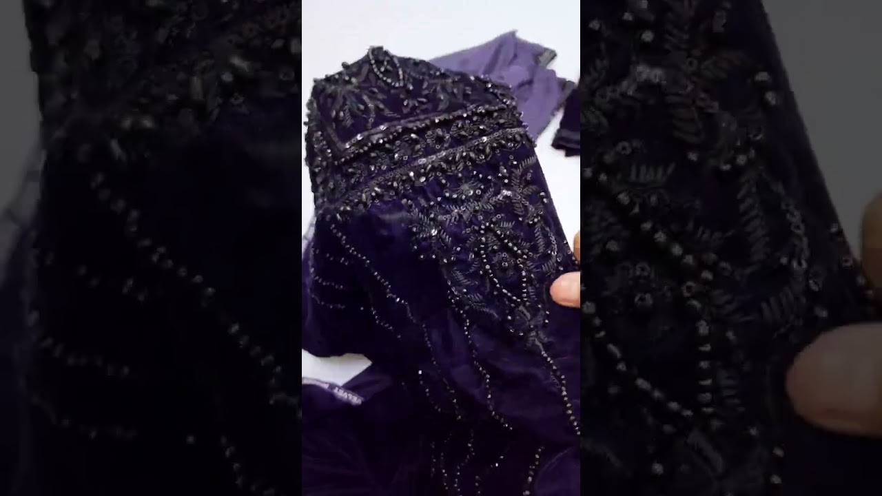 ANEELAS NEW PURPLE VELVET PARTY WEAR