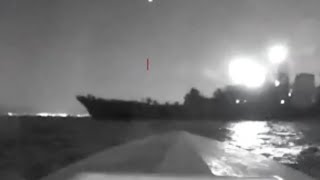 Ukraine sea drone attack on Russian ship | Raw video