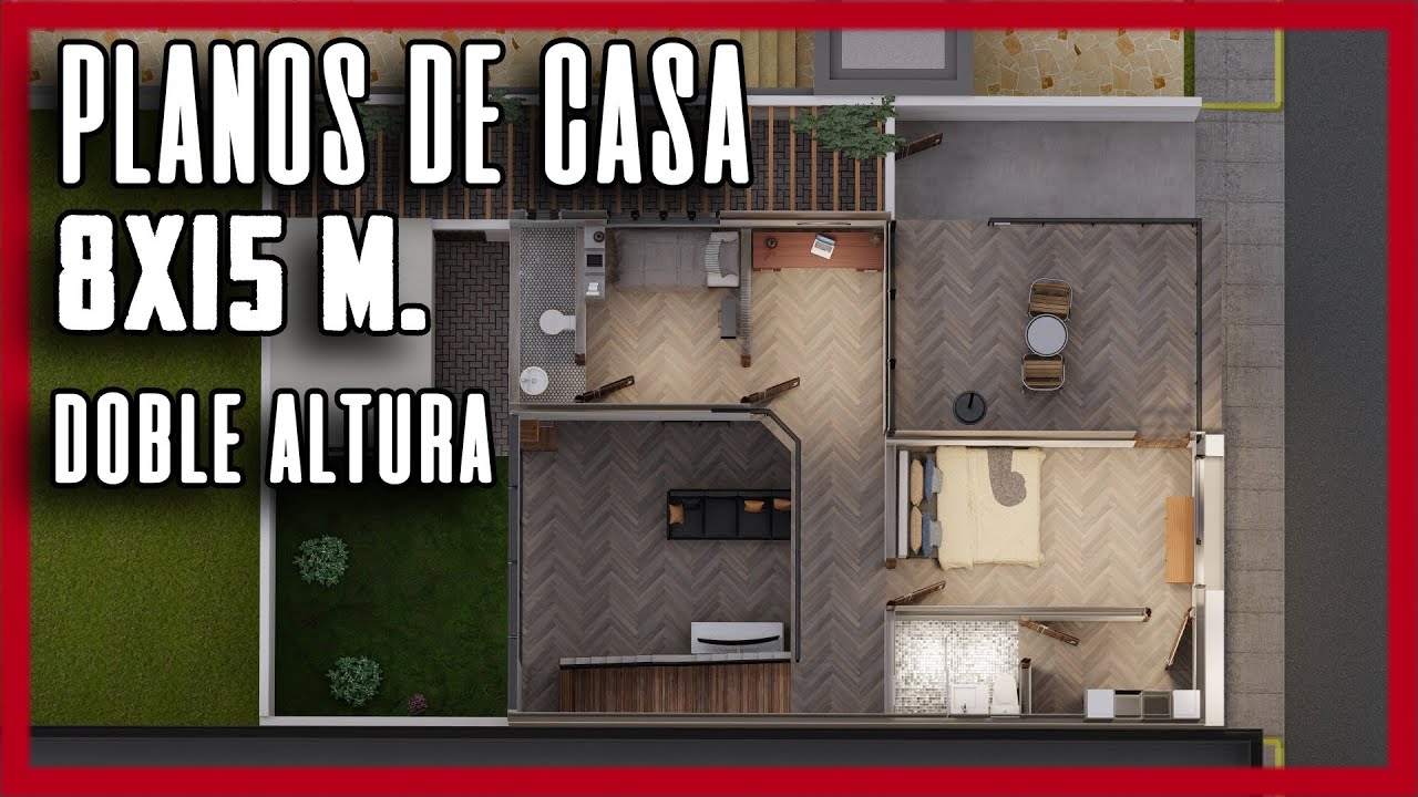 ?Casa de 8x15 con DOBLE ALTURA Y PLANOS ? - YouTube