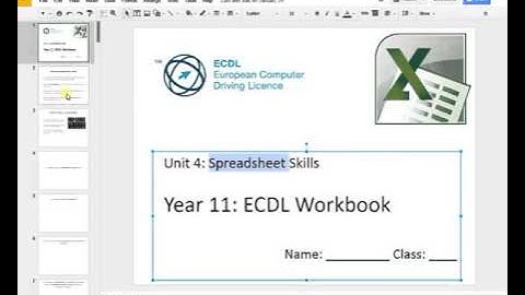 ECDL #4 - Spreadsheet Syllabus Speed Run PART B