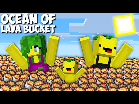 What HAPPENS if MY WHOLE FAMILY DROWNS IN AN OCEAN OF BUCKETS OF LAVA in Minecraft ? LAVA TROLLING !
