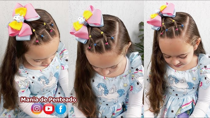 LINDO PENTEADO INFANTIL COM ELÁSTICO / penteado fácil e simples com laço  único 