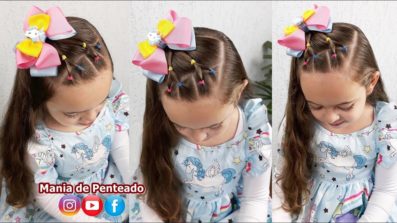 Easy hairstyle for girls with colored rubbers / Short, medium or long hair  hairstyle - thptnganamst.edu.vn