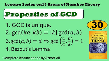 30. Properties of gcd | gcd is unique | gcd⁡(𝑘𝑎,𝑘𝑏)=|𝑘| gcd⁡(𝑎,𝑏) | gcd⁡(𝑎,𝑏)=𝑑⇔gcd⁡(𝑎/𝑑,𝑏/𝑑)=1