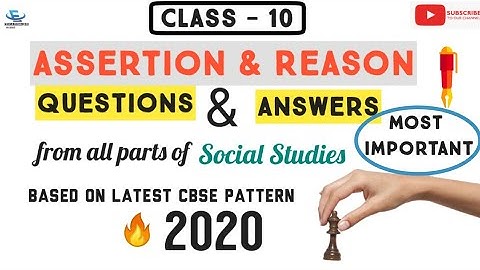 Class 10 CBSE Social Studies (2020) | Assertion and Reason Questions with Answers| Concept Explained