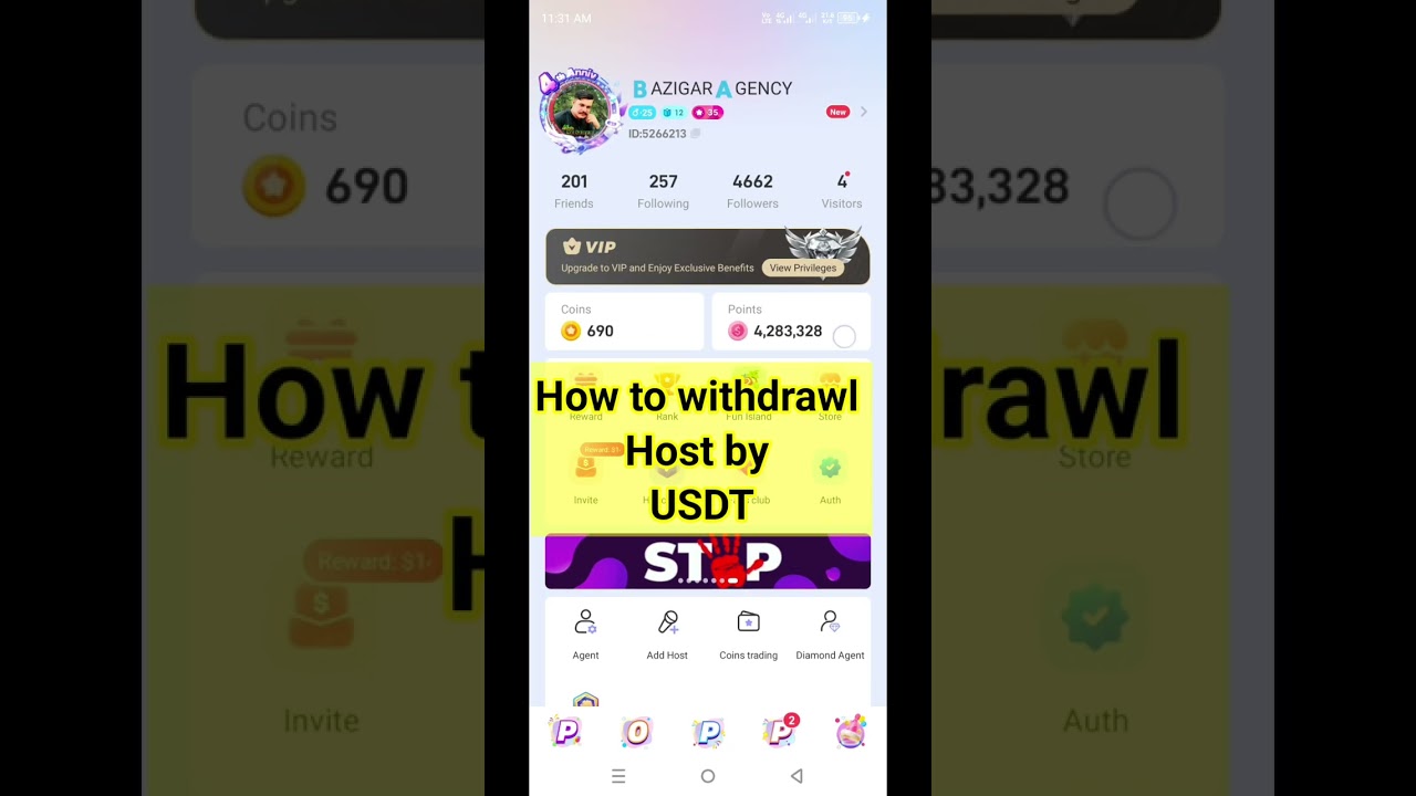 how to topup agent coins and get withdrawal from Host  