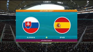 Slovakia vs Spain Uefa Euro 2020 2021 Prediction PES 21 Realism Mod Result and lineup