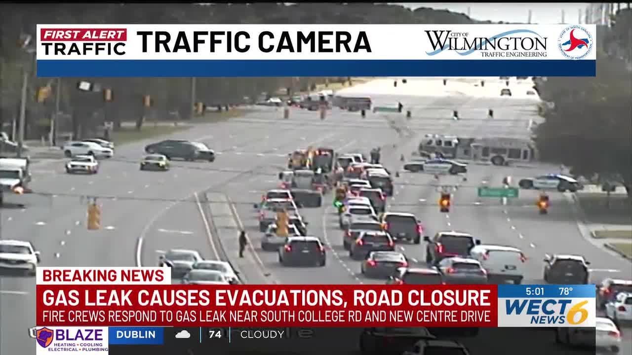 Gas leak causes evacuations, officials shut down South College Road ...