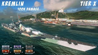 Kremlin , Soviet Battleships 100k Damage | World of Warships Blitz gameplay screenshot 4