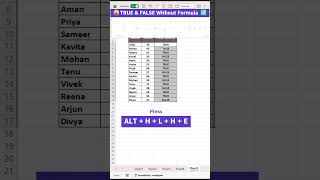 😮TRUE & FALSE Without Formula ✅   #excel conditionalformatting#exceltips#exceltutorial #excelformula