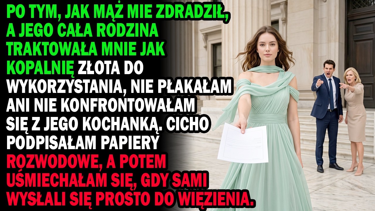 Na schodach sądu moja teściowa zaśmiała się i krzyknęła: „Leć do tatusia. Wypłacz się porządnie. Poproś go, żeby kupił ci nowego męża, skoro ten okazał się mieć kręgosłup.” Stałam tam z aktami...