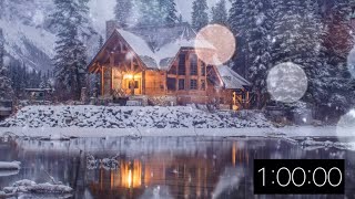 1 Hour Timer - Background Music with Snow Blowing