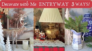 Cottage Christmas Entryway ~ Decorate with Me ~ 3 Different Looks & Decorating Ideas!