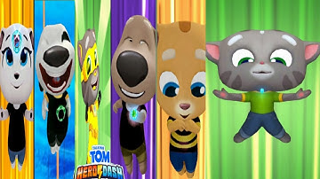 TALKING TOM HERO DASH --YELOW  HERO TOM SAVING ALL BLACK CHARACTER & HERO TOM CLASSIC RUN FUNNY FAIL