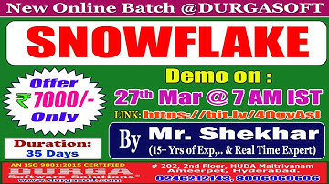 SNOWFLAKE Online Training @ DURGASOFT