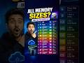 Memory Sizes Explained ⚡ Bit to GeopByte #youtube #shorts