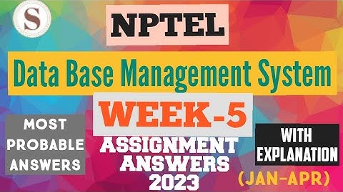 Data Base Management System || NPTEL Week 5 assignment answers || #nptel #skumaredu