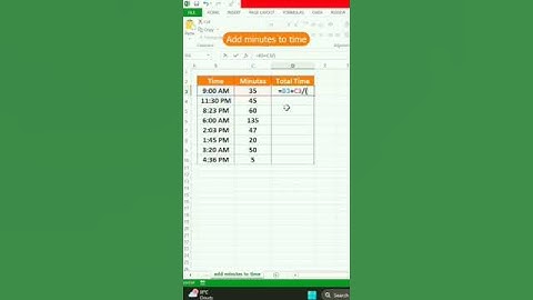 How to add minutes to time in Excel tips and trick #exceltips #shortvideo