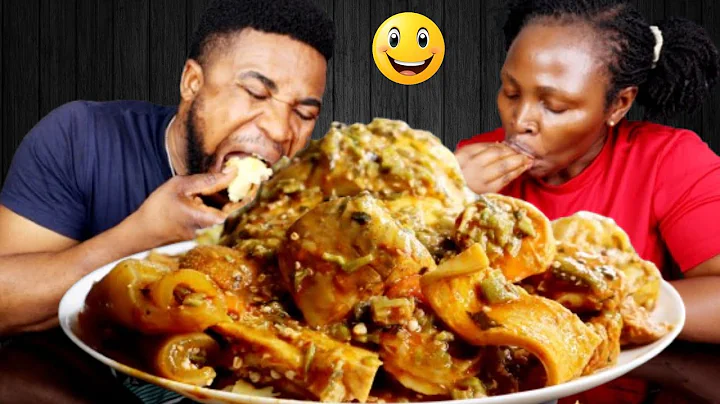 Extremely delicious assorted soup | okra soup and fufu eating sound | african food mukbang