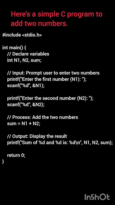 C program to add 2 numbers #program No 2 #computer science 1st pu | 1st ...