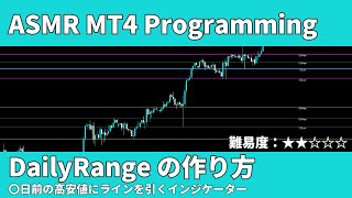 【ASMR MT4 Programming】前日高安値にラインを引くDailyRangeインジケーター