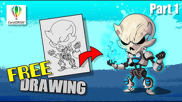 Draw Simple Skull PART1 - Corel Draw Free Drawing by Phyton7 Studio