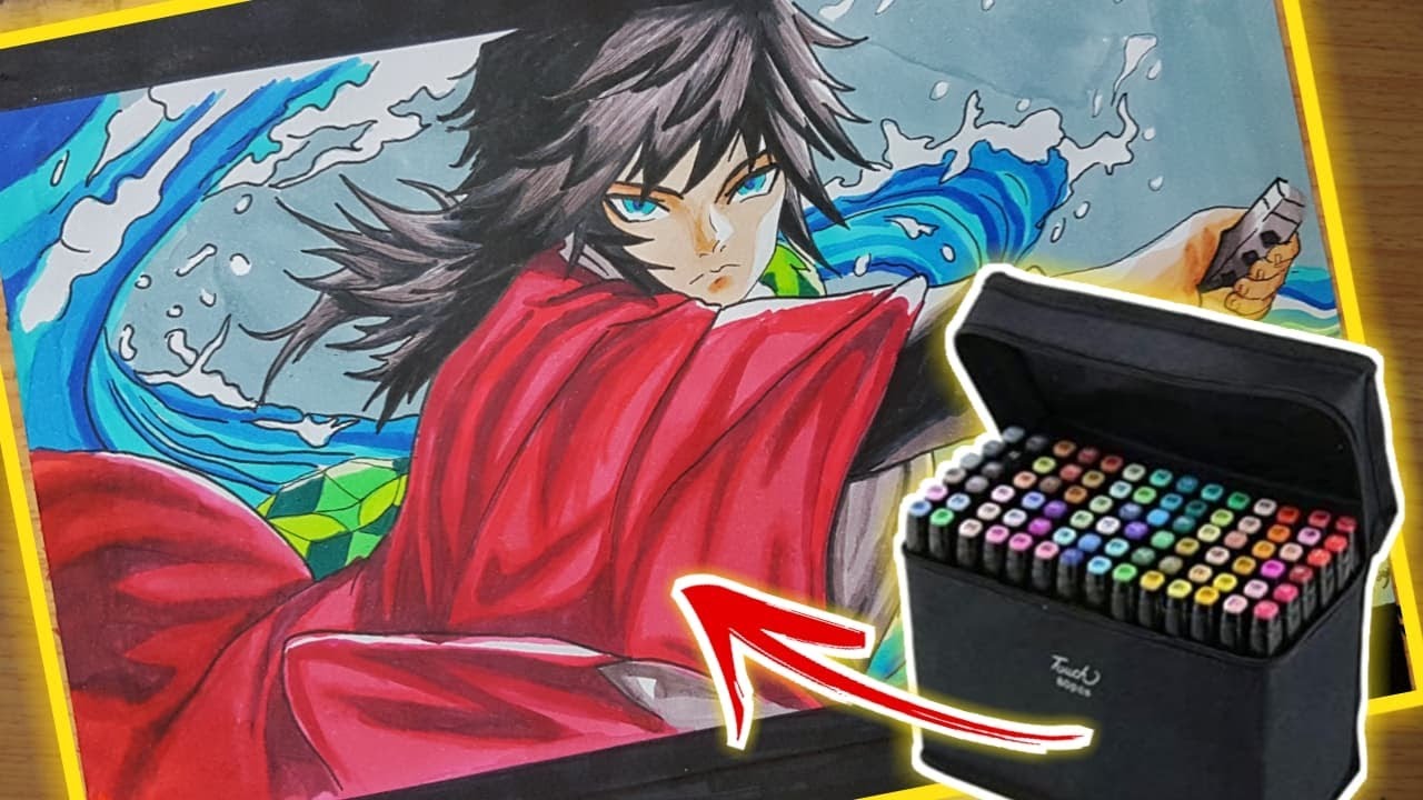 HOW I USE ALCOHOL MARKERS For Anime Drawings Giyu Tomioka Drawing