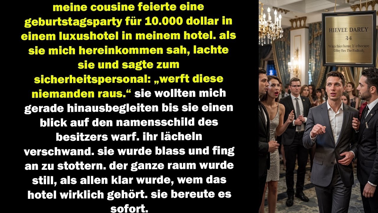 meine cousine wollte mich aus dem hotel werfen – bis sie sah, wem es gehört… und blass wurde